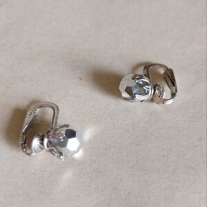 Sherman Faceted Silver Clip-On Earrings